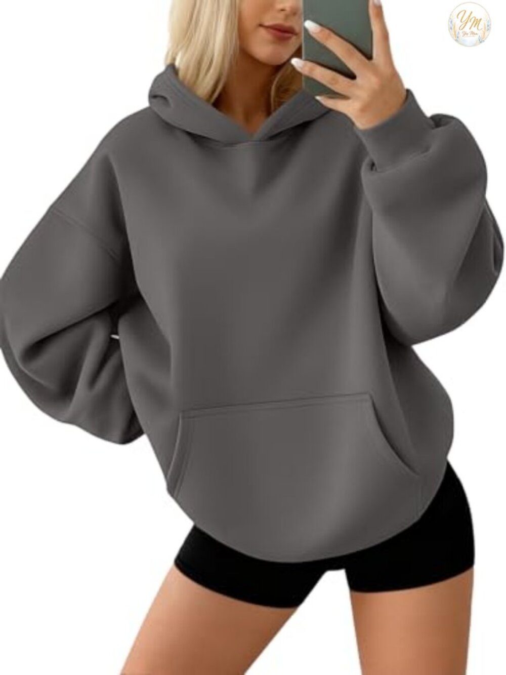 Oversized Fleece Hoodie Pullover Sweatshirt Cotton Polyester Pocket
